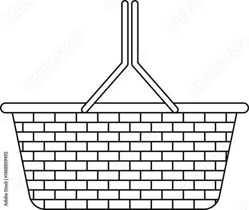 Bambu basket outline vector
