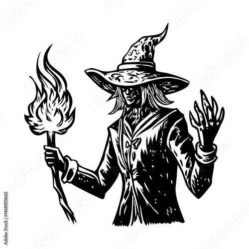 An icon of fire mage designed in drawing style
