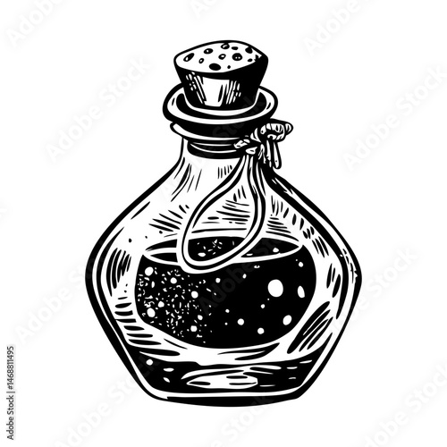 A vintage style icon of magical potion bottle