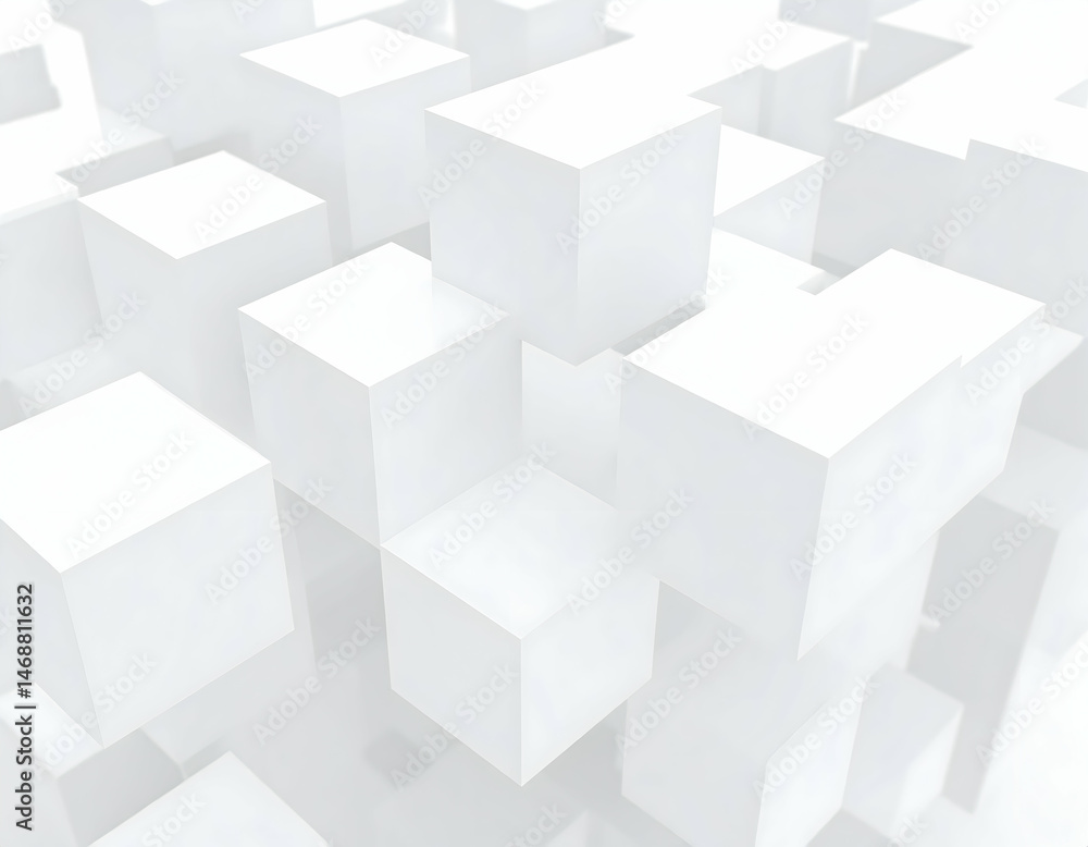Abstract White Cubes Geometric Pattern Abstract White Cubes Geometric Pattern