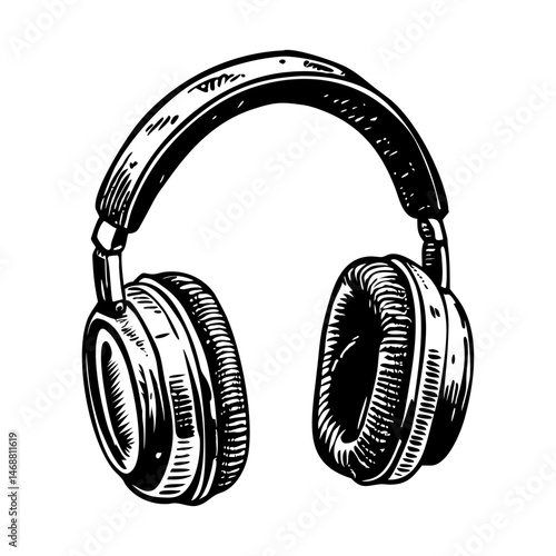 A sketchy style icon of large retro headphones