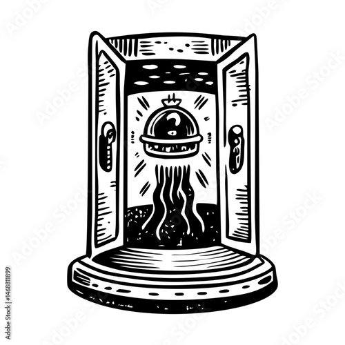 A vintage style icon of a teleport portal