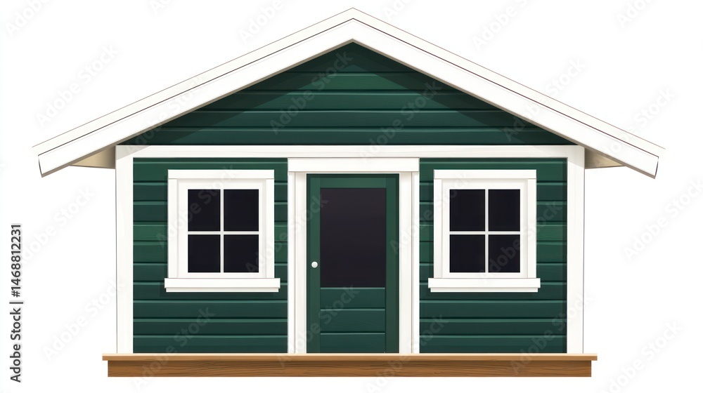 Green Cabin Illustration Green Cabin Illustration