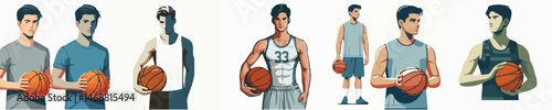 Vector of a handsome basketball player holding a ball