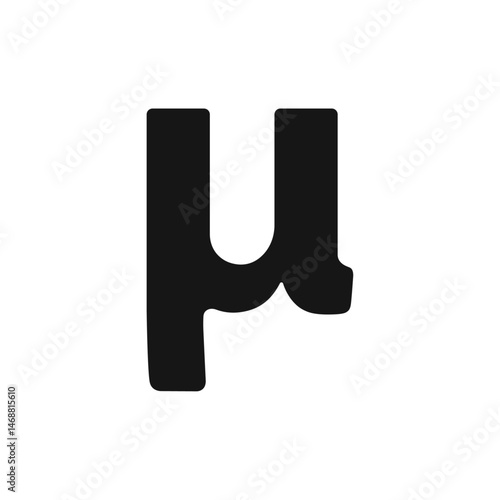 Simple black greek fraternity alphabet symbols sign letter : Μ μ Mu vector illustration template