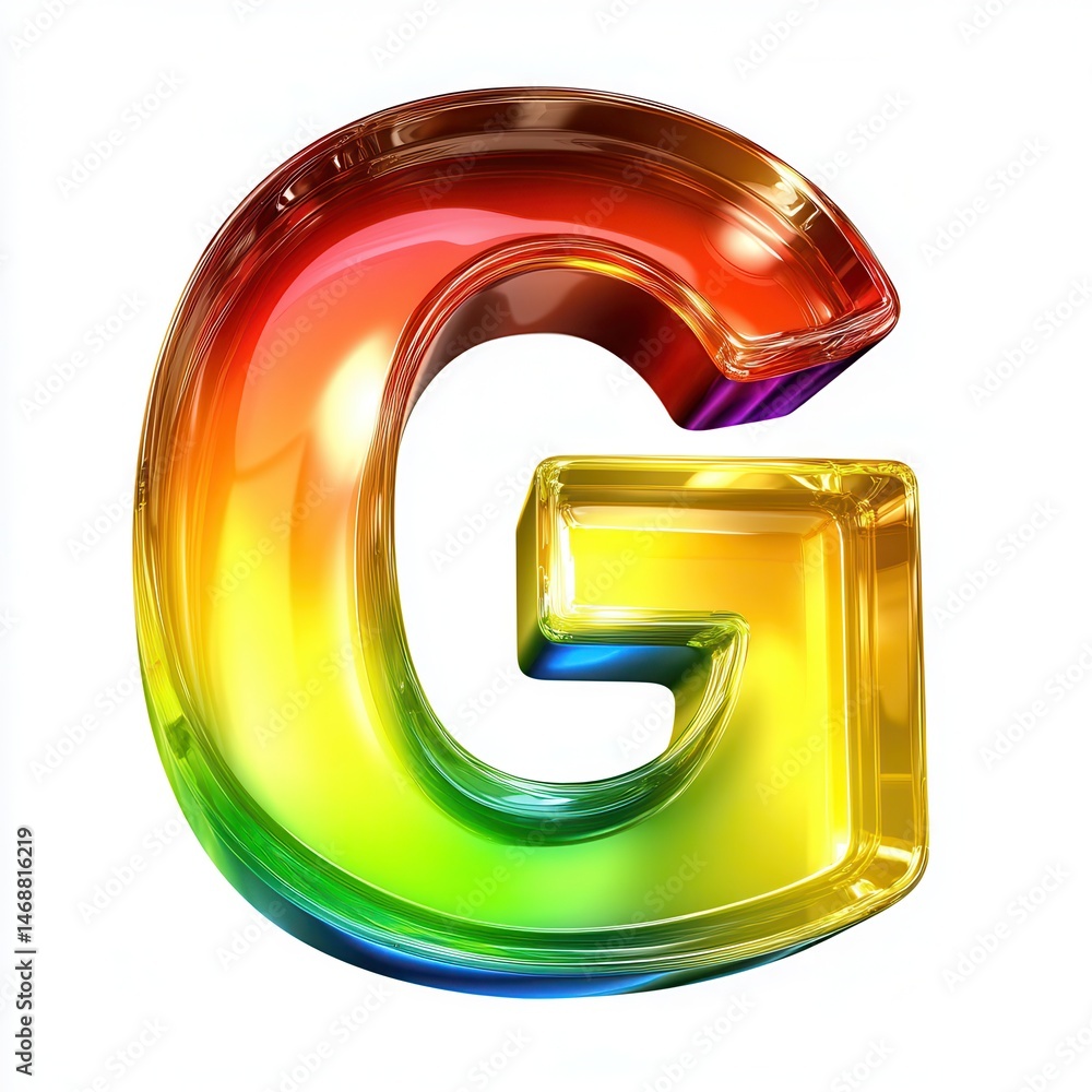 Colorful 3D letter 'G' with rainbow gradient, suitable for vibrant graphic design projects Colorful 3D letter 'G' with rainbow gradient, suitable for vibrant graphic design projects