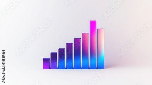 Ascending iridescent bar graph vibrant colors growth chart success progress data visualization