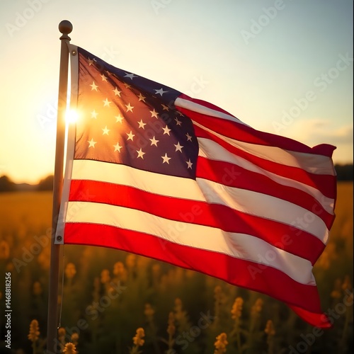 american flag waving in the wind