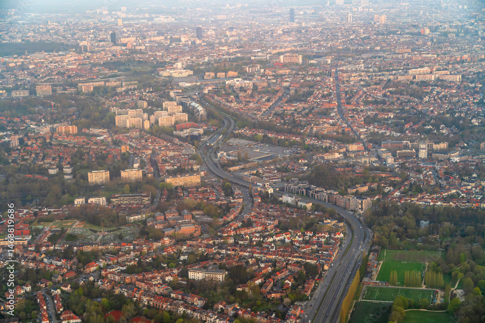 Obraz premium aerial view of Brussels city in the morning