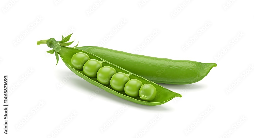 Fresh green peas in a pod isolated on white background Fresh green peas in a pod isolated on white background