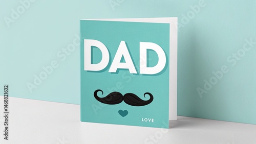 Bold DAD Fathers Day Card with Mustache and Message