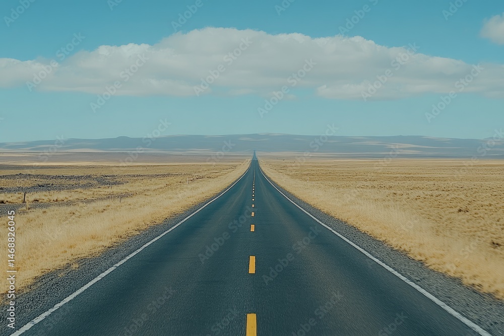 Fototapeta premium Empty highway stretching into a vast desert landscape