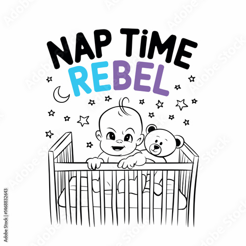 T-Shirt, 'Nap Time Rebel' Humor  Design.eps