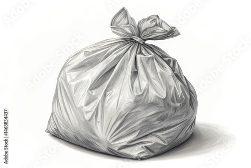 Obraz na płótnie Full Plastic Trash Bag Isolated on a White Background Generative AI w salonie