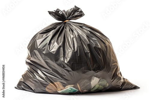 Obraz na płótnie Full Plastic Trash Bag on White Background Generative AI w salonie