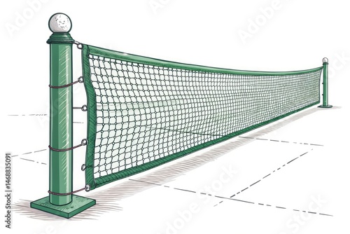 Obraz na płótnie Green Tennis Net on White Background for Sports Design Generative AI w salonie