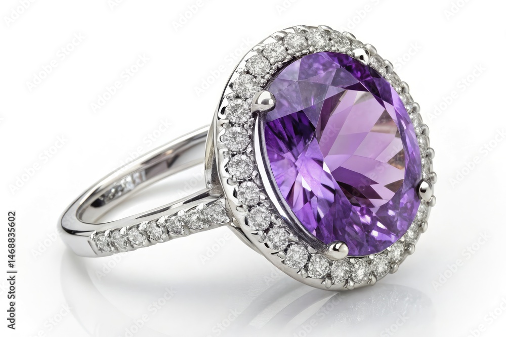 Captivating Purple Amethyst Ring Adorned With Sparkling Diamonds Generative AI