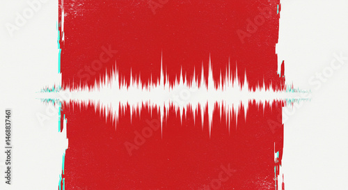 Audio visual sound wave graphic on retro red background illustration