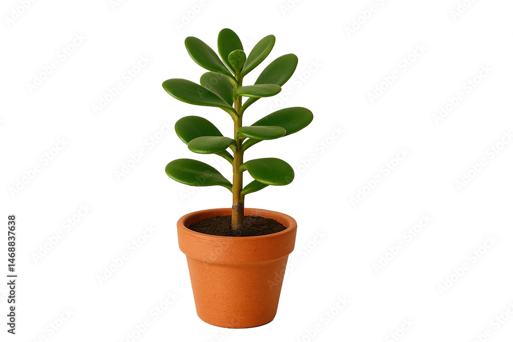 Obraz premium Jade Plant in Terracotta Pot Isolated on Transparent Background