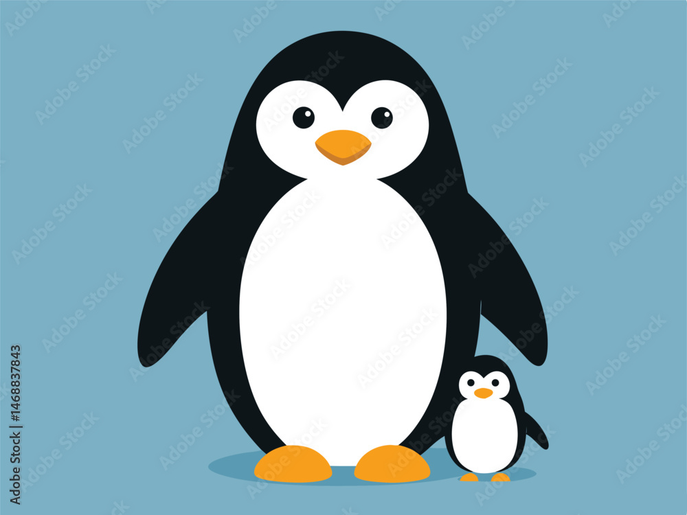 Fototapeta premium penguin dad & chick
