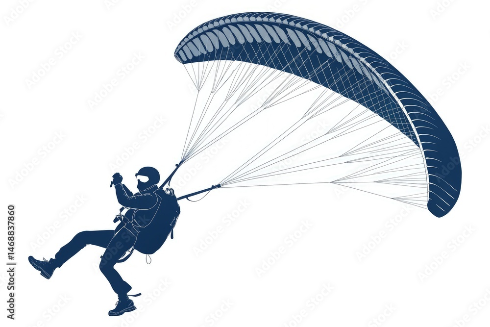 Paraglider Silhouette Soaring Through the Sky at Sunset Generative AI