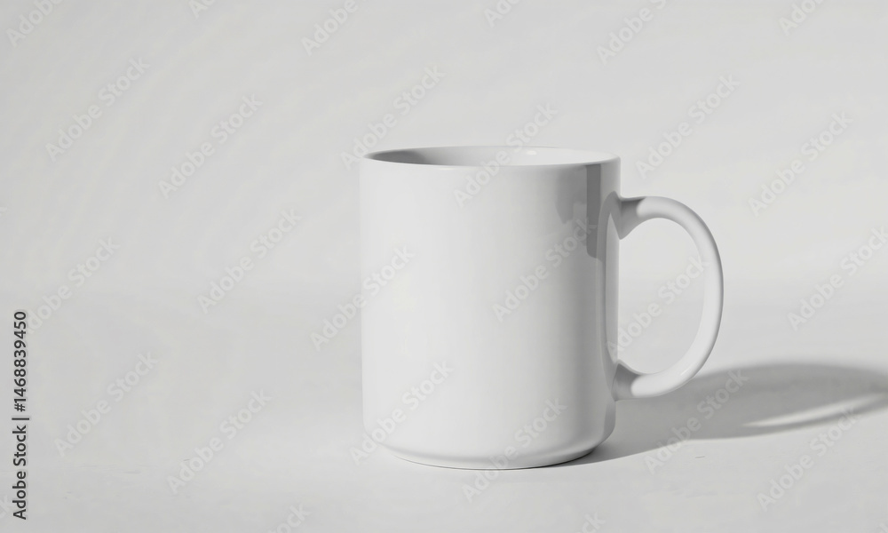 Fototapeta premium isolated white ceramic coffee mug mockup clean studio lighting white background Generative AI