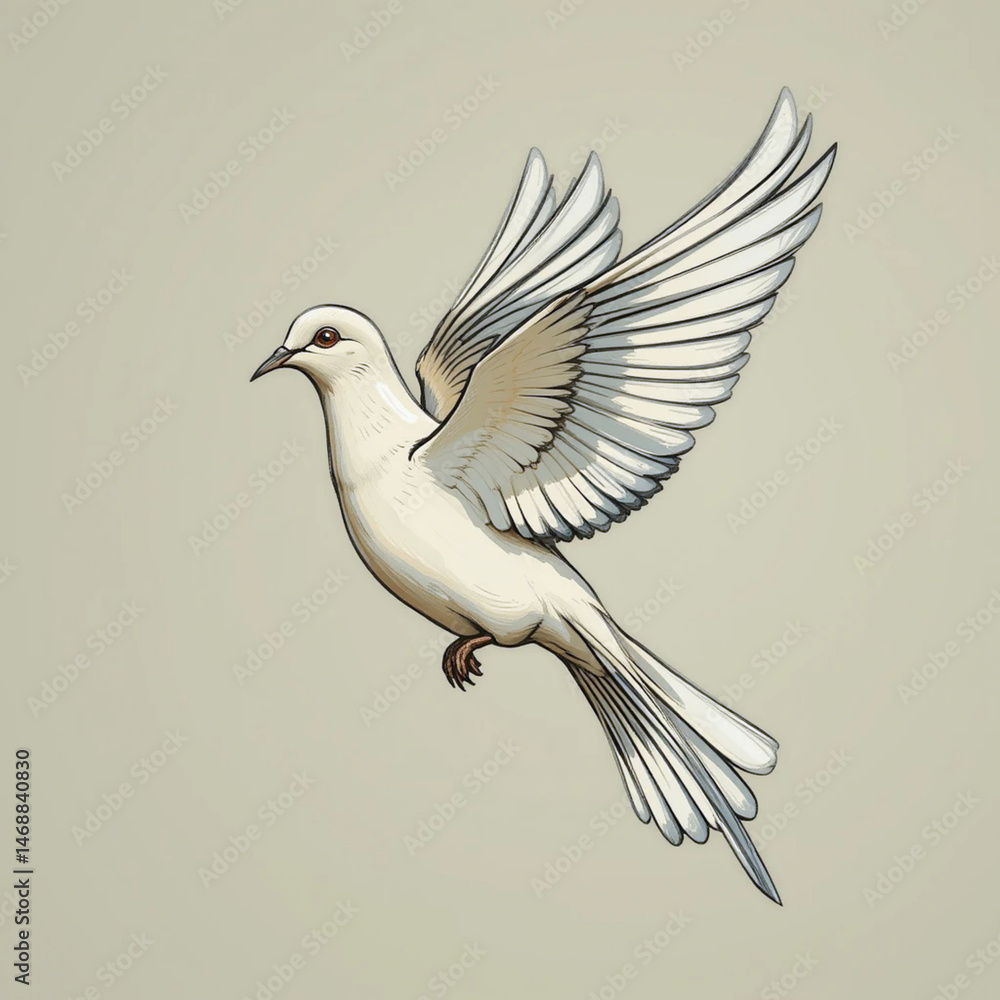 Obraz premium A Majestic White Dove in Flight