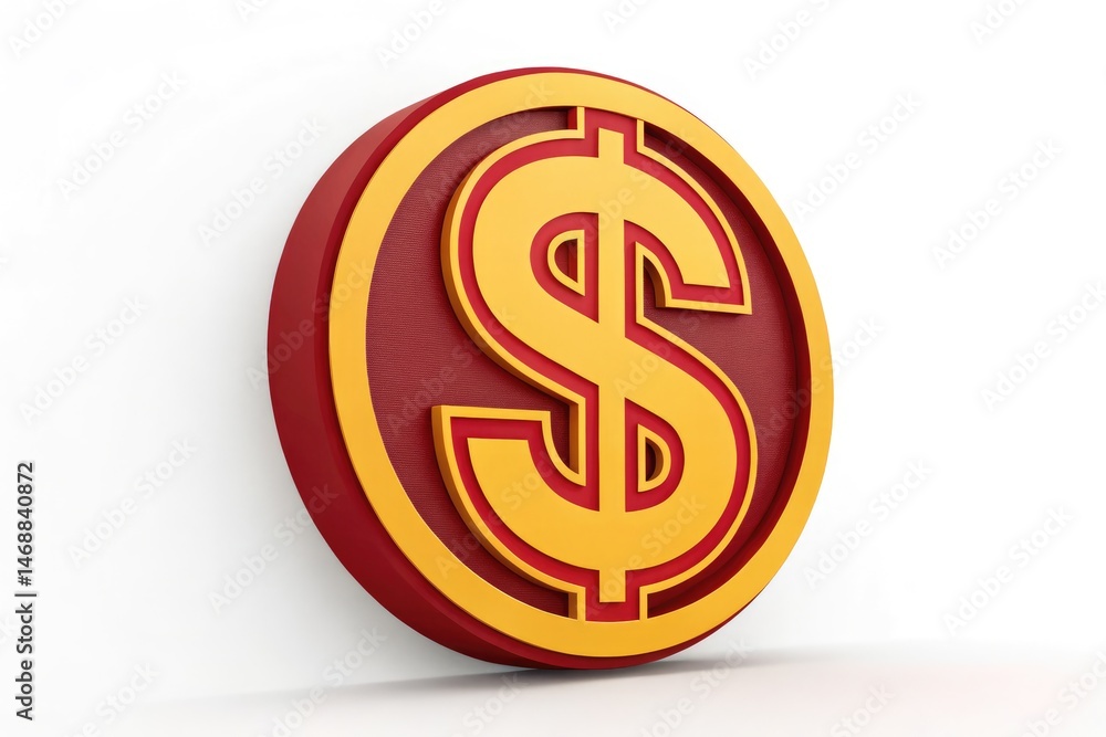 Red and Yellow Dollar Sign Icon on White Background Generative AI