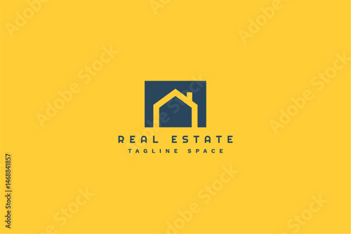 minimal real estate logo with house property sign