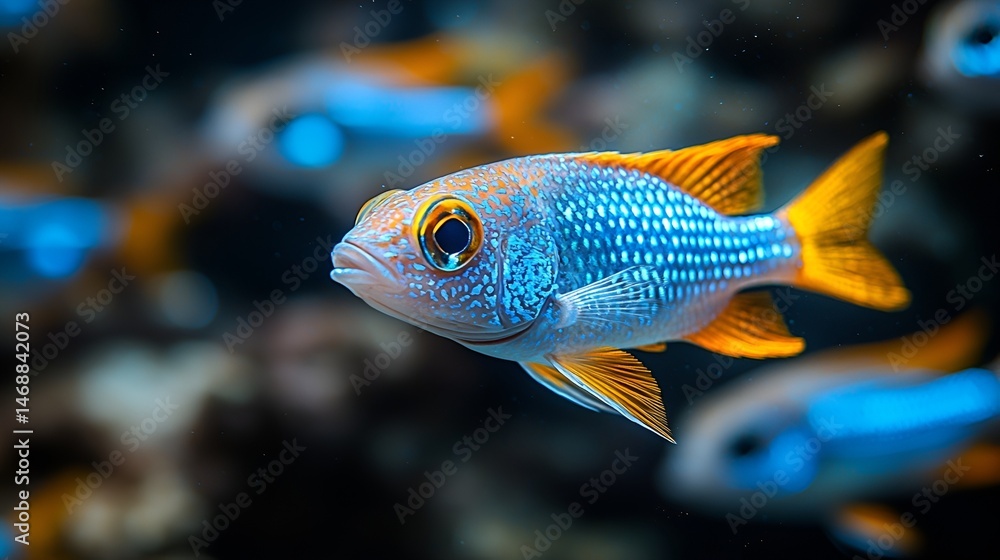 Vibrant fish swimming in an aquarium Vibrant fish swimming in an aquarium