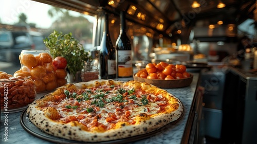 Delicious pizza display for restaurant