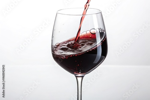Obraz na płótnie Sparkling Red Wine Pouring Into a Glass on a White Surface Generative AI w salonie