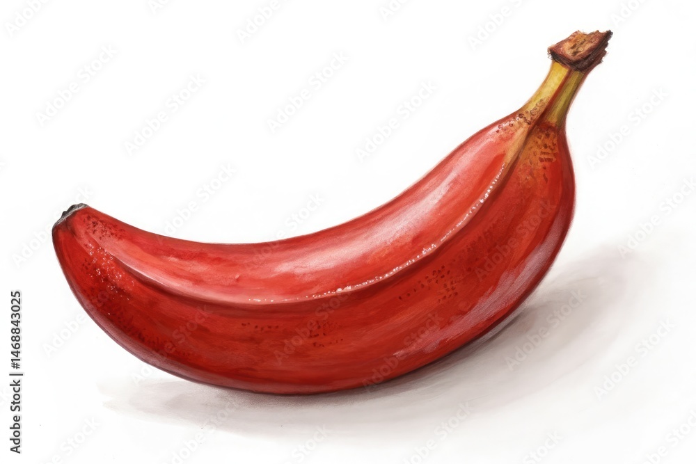 Single Red Banana on a White Background With Vibrant Details Generative AI