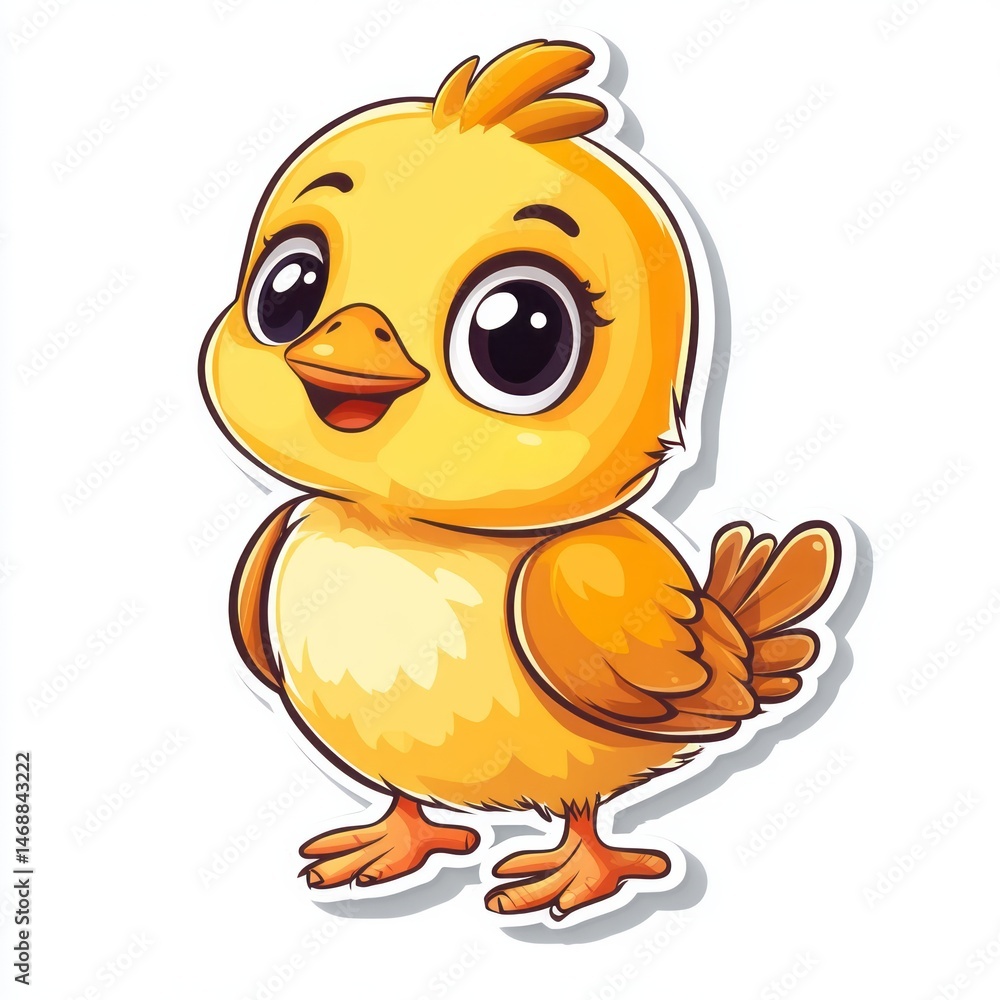 Cute, cartoonish, yellow chick illustration. Cute, cartoonish, yellow chick illustration.