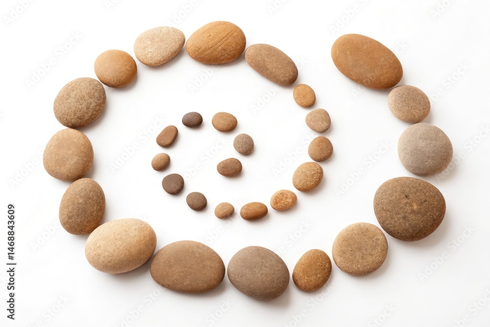 Circular Arrangement of Smooth Beach Pebbles in Natural Tones Generative AI