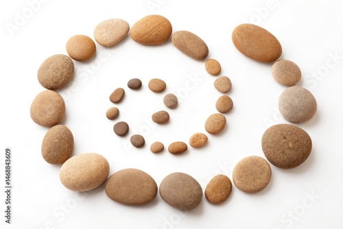 Obraz na płótnie Circular Arrangement of Smooth Beach Pebbles in Natural Tones Generative AI w salonie