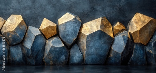 Abstract Gold and Blue Gemstone Wall Art