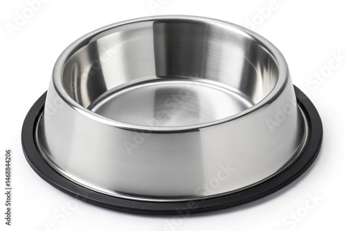 Obraz na płótnie Stainless Steel Pet Bowl With Non-Slip Ring for Feeding Pets Generative AI w salonie