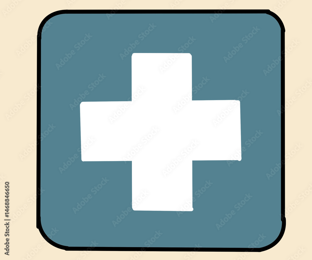Obraz premium First aid medical cross icon flat design 