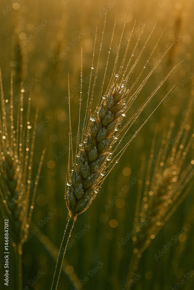 Fototapeta premium poetic ear of wheat after rain 