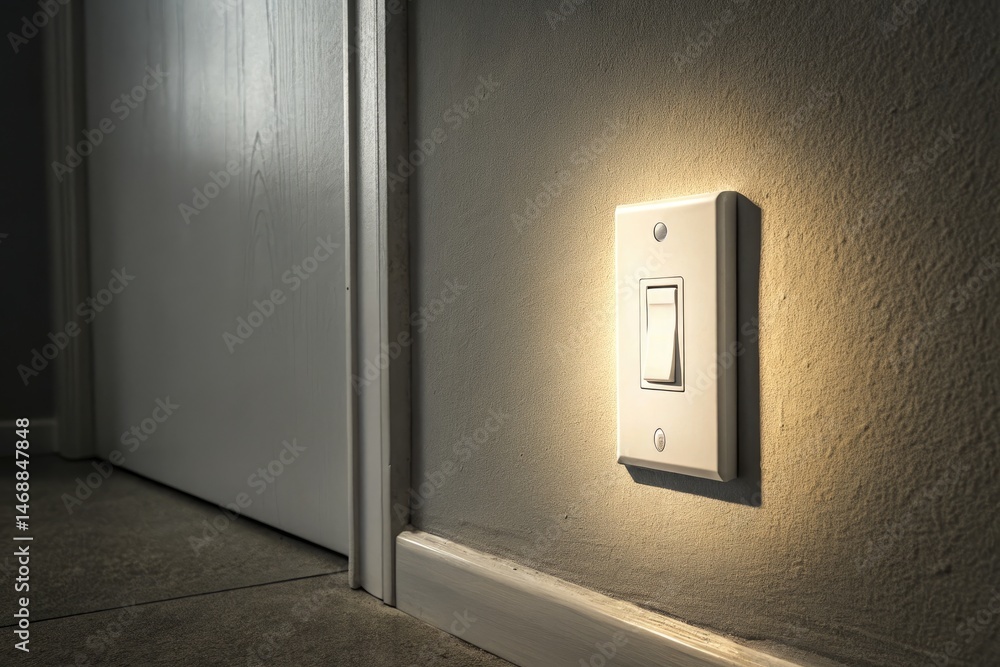 White Light Switch on Wall in Quiet Indoor Setting Generative AI