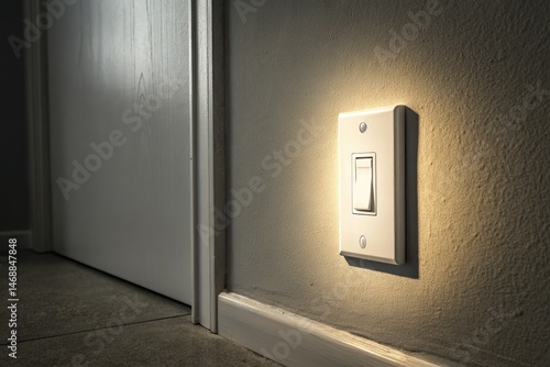 Obraz na płótnie White Light Switch on Wall in Quiet Indoor Setting Generative AI w salonie
