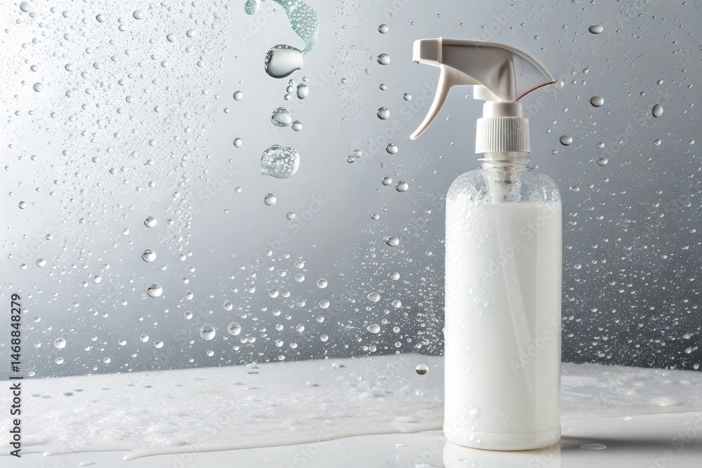 White Spray Bottle Filled With Liquid on a White Background Generative AI
