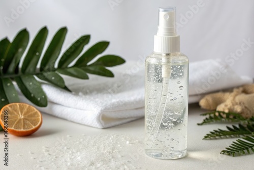 Obraz na płótnie White Spray Bottle With Liquid on a Simple Background Generative AI w salonie