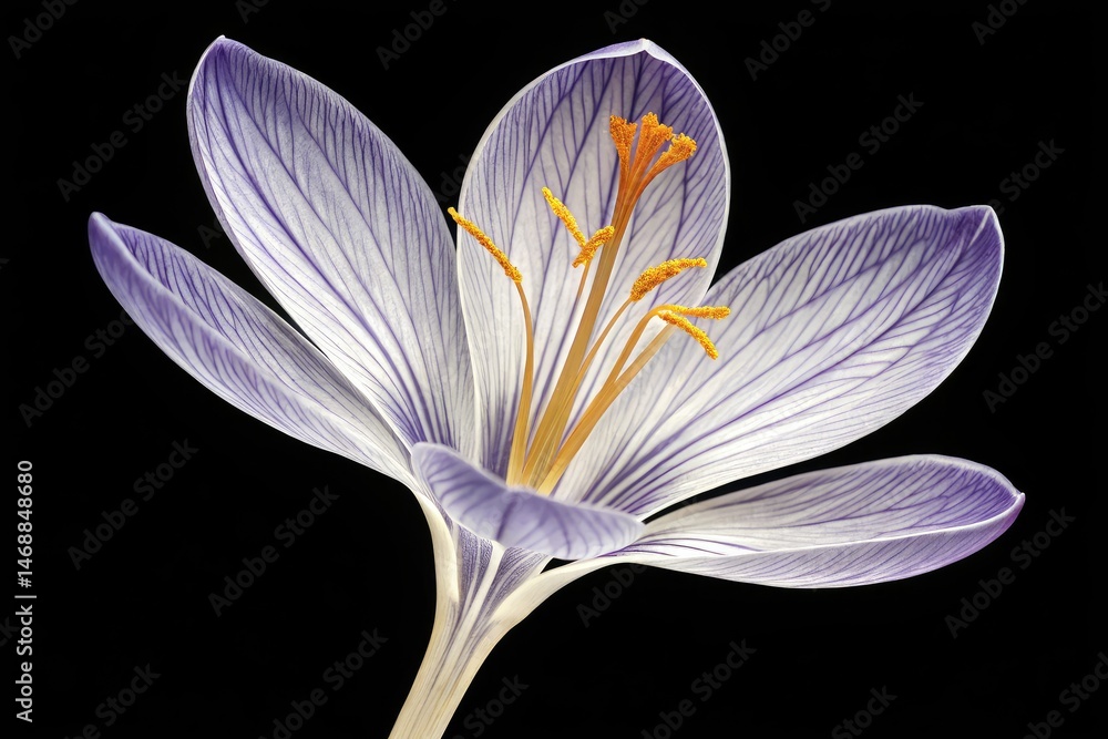 X Ray Style Depiction of a Saffron Crocus Flower in Detail Generative AI