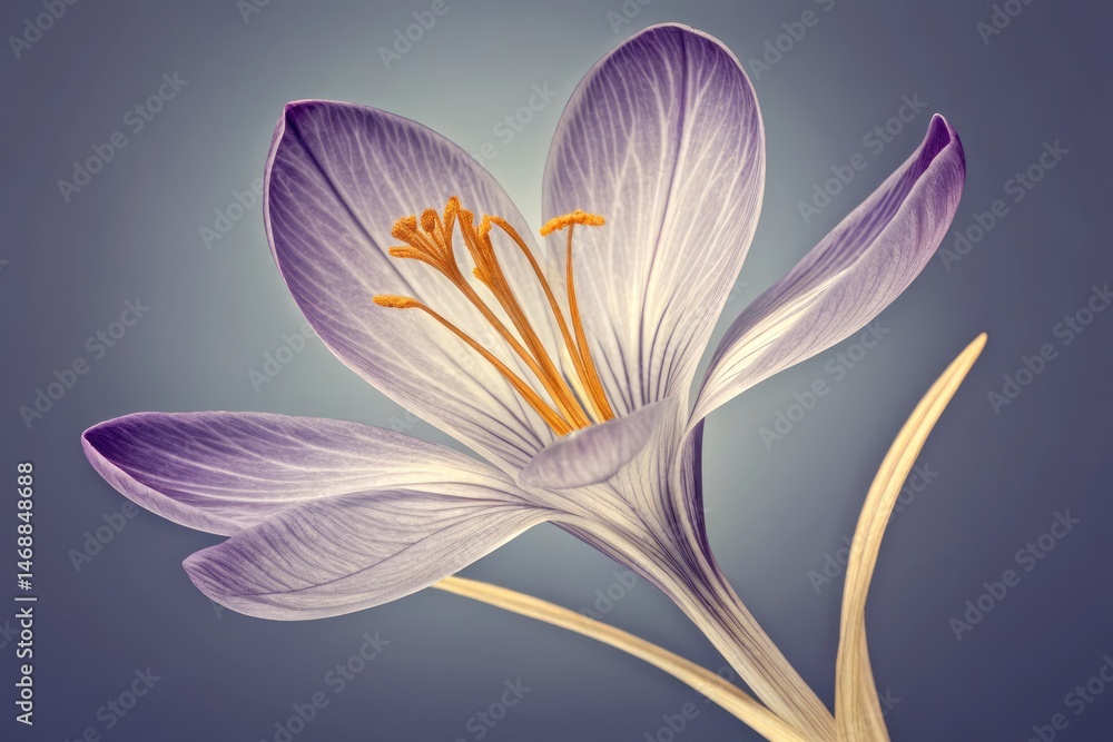 X Ray Style Saffron Crocus Flower With Vibrant Colors Generative AI