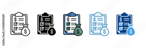 Budgeting Icon Set Multiple Style Collection