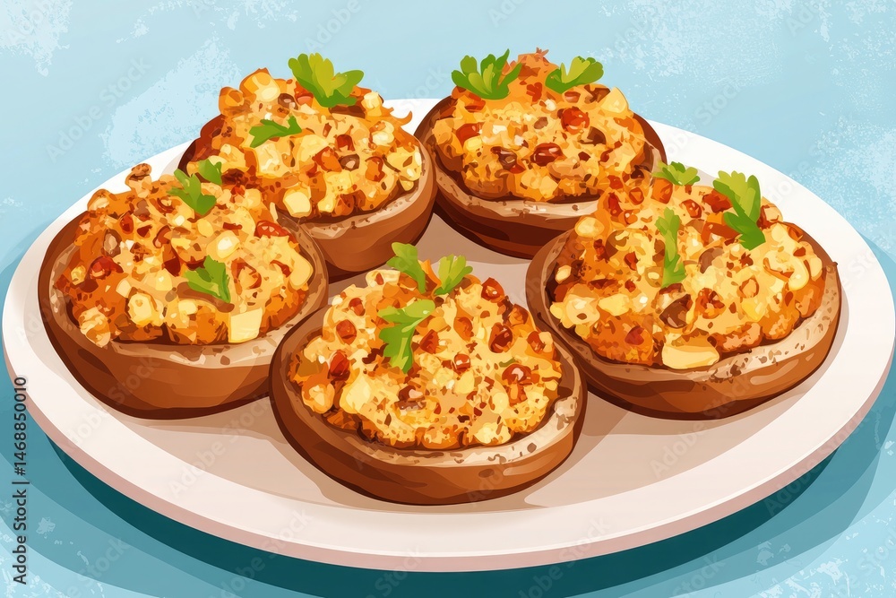Stuffed Mushrooms Delight Appetizing with Tasty, and Gourmet. Stuffed Mushrooms Delight Appetizing with Tasty, and Gourmet.