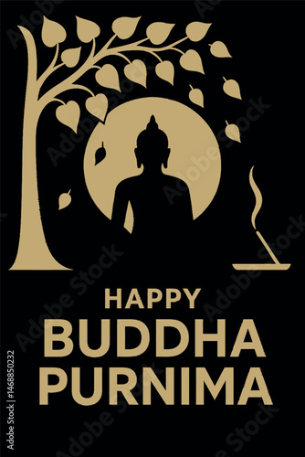 Happy Buddha Purnima Peaceful Meditation Spiritual Full Moon Art