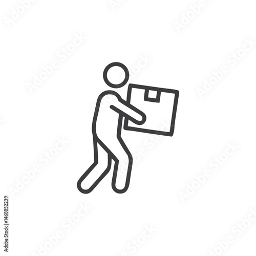 Delivery Person Carrying Box Icon for E-commerce Websites, Shipping Apps, Logistics Services and Instructional Materials